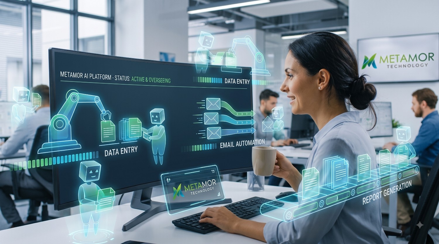 AI Automation Services by Metamor Technologies — intelligent process automation with machine learning, computer vision and NLP automating enterprise operations